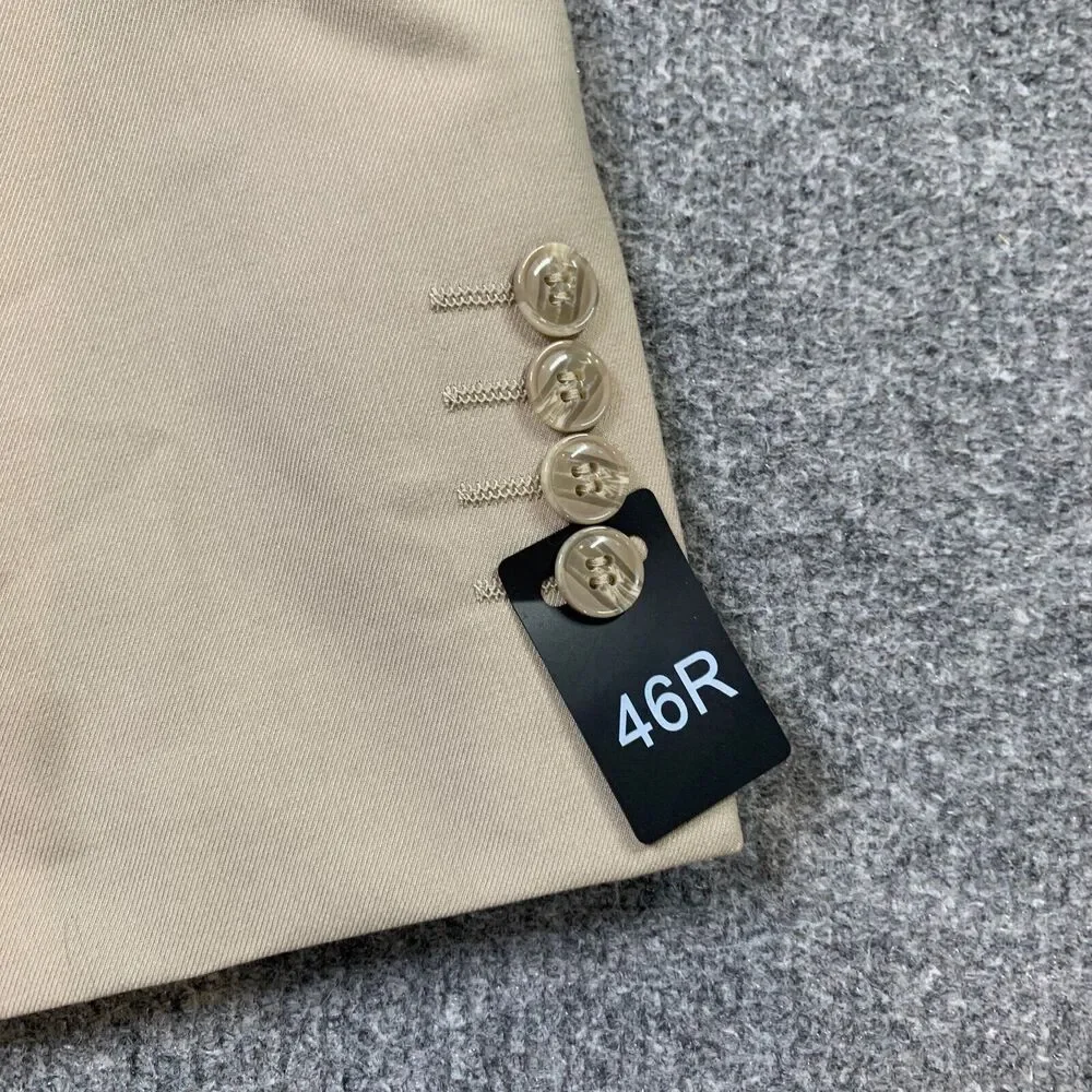 Alain Dupetit Blazer Mens 46R Beige 2 Button Tetron Blend Notch Single Breasted‎